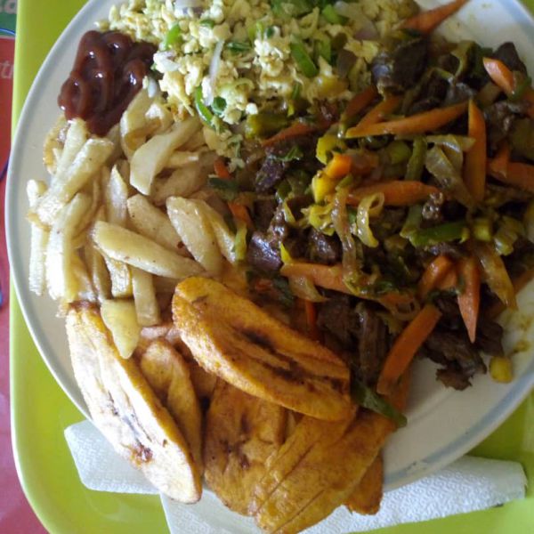 Chips Fries Plantain and Egg